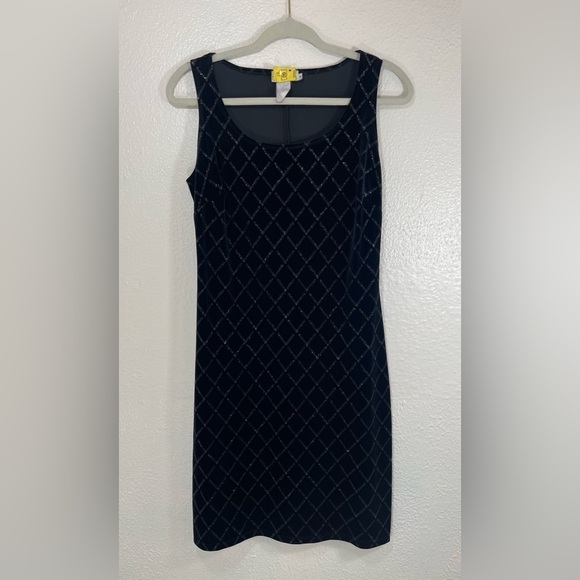 Vintage Dresses & Skirts - Vintage Sparkly Glitter Glam Black Sleeveless Mini Dress Date Night Whimsigoth